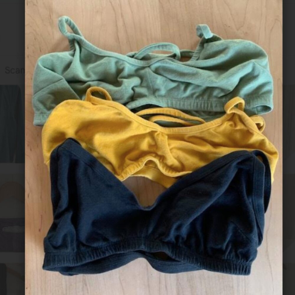 3 Pansy Organic Cotton Bras, sizes L/XL